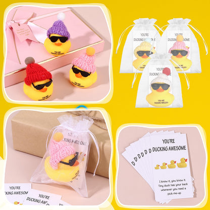 20Sets Employee Appreciation Gifts You're Ducking Awesome Pun Cards Mini Rubber Ducks with Glasses and Hats for Coworker