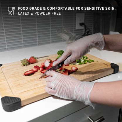 72HRS Vinyl Disposable All Purpose Clear Gloves – 4 mil, Latex Free and Power Free, Food Grade Multipurpose Gloves (200, Medium)