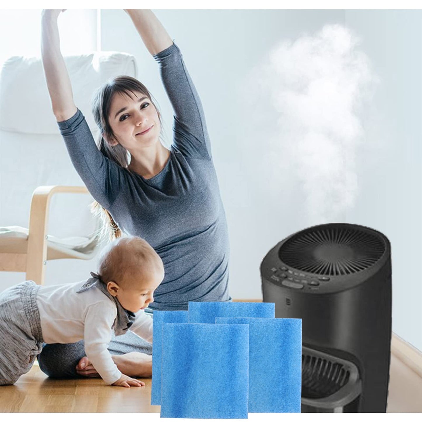 Upgraded HFT600 Filter T Humidifier Wick Filter Compatible with Honeywell HEV615, HEV620, Compatible with Honeywell Humidifier Filter T, Replace Part HFT600T, HFT600PDQ Super Thick 1.5inch, 4 Pack