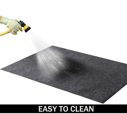 Yesland 2 Pcs Garage Floor Mat, 32 X 60 Inch Cart Mat for Garage Under Car Waterproof Rubber Backing Layer Mat, Black Oil Absorbent Motorcycle Mat Protects Floor from Spills Drips Splashes Stains
