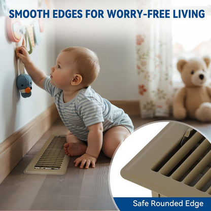 4" x 10" Floor Register Vent Covers 2-Pack, Walkable Powder-Coated Metal Vent Covers with Adjustable Airflow, Curved Safe Edges for Floor/Wall, Brown