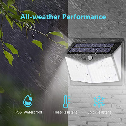 DISGIAN Solar Lights Outdoor, 208 LED Solar Motion Sensor Light with 3 Modes &270° Wide Angle,IP65 Waterproof, Solar Security Lights for Yard Pathway Porch Garage,Cool White(1 Pack)