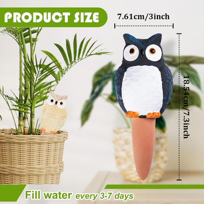 Shoyisenka 4 Pcs Plant Watering Bulbs Self Watering Spikes, Terracotta Watering Spikes Plant Watering Spikes, Plant Watering Stakes, Self Watering Globes for Indoor Outdoor Plants (Owl)