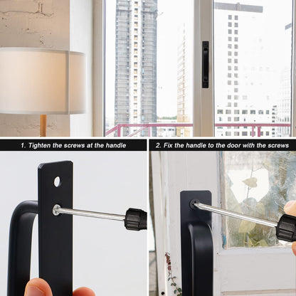 Yitexin 4 Pack Barn Door Handles, 5.79" Sliding Barn Door Pull Handle, Cabinet Door Handle with Screws, Heavy Duty Pull Push Door Plate Handle for Wardrobe Drawer Closet (4 Pack)