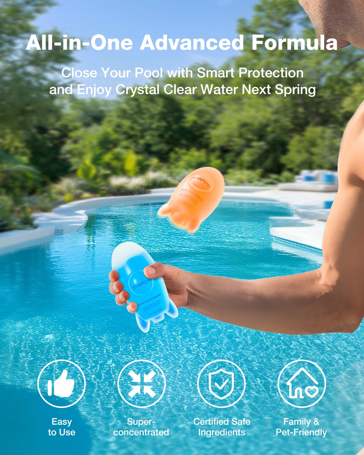 SHAPON Pool Winter Closing Kit, All-in-One Pool Winterizing Kit for Above Ground and In-Ground Swimming Pools, Easy to Use Pool Winterizer Up to 30000 Gallons