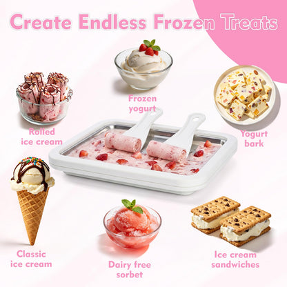 Rolled Ice Cream Maker Kit. Instant Ice Cream Maker. Includes Recipe Book, Large Freeze Tray, 2 Food Grade Spatulas & Gift Ready Packaging. Fun Homemade Ice Cream Experience For the Family.