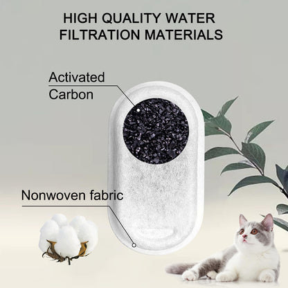 Cat Water Fountain Filters for 108/3.2L& 67oz/2L Stainless Steel Pet Water Dispenser Fountain Filters, Cat Fountain Filter Replacement (12 Filters&12 Sponges)