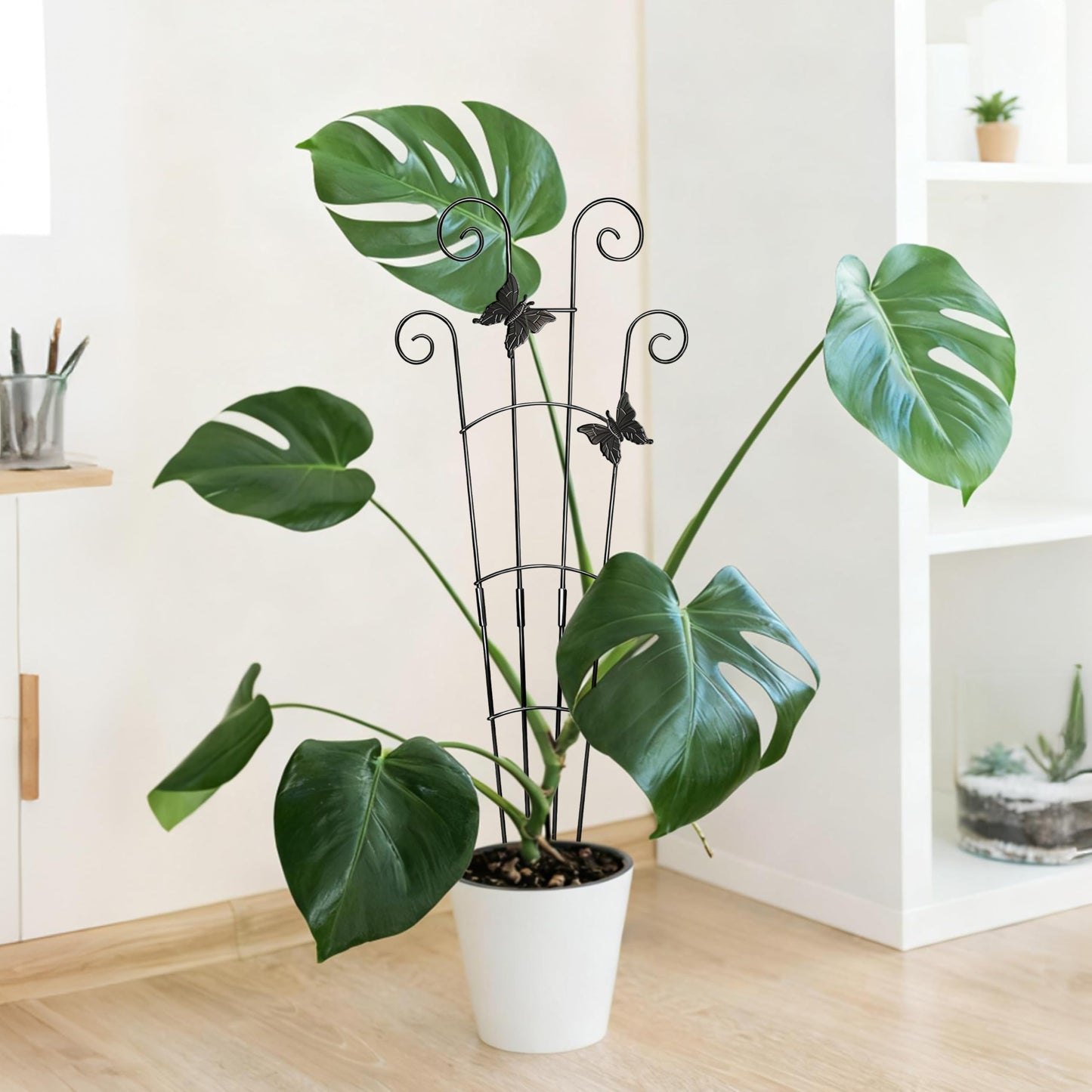 Xeeol 30'' Larger Plant Trellis Indoor, Expandable House Plant Climbing Support, Metal Trellis for Climbing Plants Indoor for Monstera Hoya Pothos, 2P