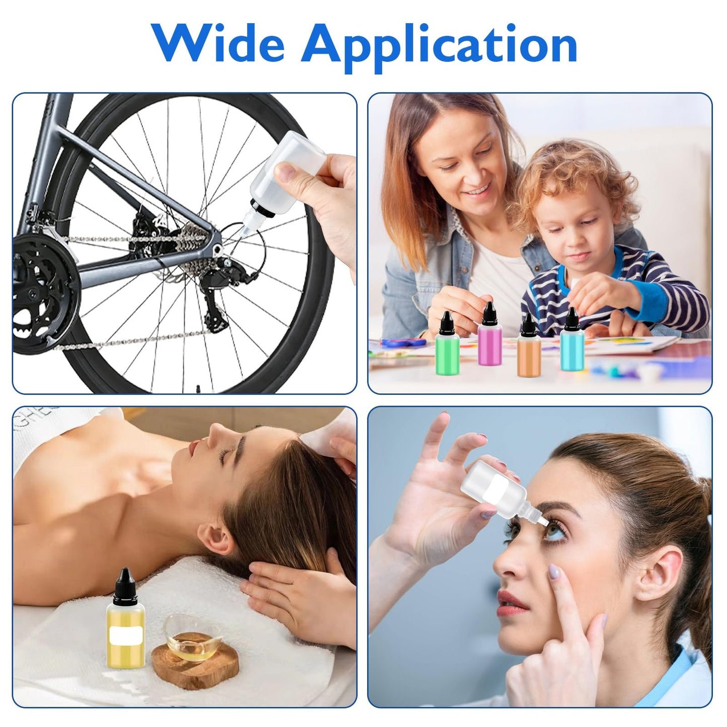 Boocalny 70 Pack Plastic Dropper Bottle, 30 ml / 1 oz Small Empty Squeeze Bottles, Plastic Paint Liquid Eye Dispensing Dropper Bottles with Screw Cap Funnel Measuring Cup Label Transfer Pipette