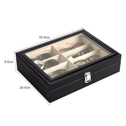CO-Z Leather Multi Sunglasses Organizer Box for Women Men, Eyeglasses Eyewear Display Case, Sunglass Glasses Storage Box (8 Slot)