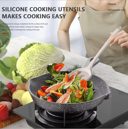 15-Piece Silicone Cooking Utensil Set Non-Stick Includes a Whisk Tongs Spoon and Other Cooking Tools BPA-Free Machine Washable Heat Resistant Up to 220°C (428°F) (Khaki). (15pcs)