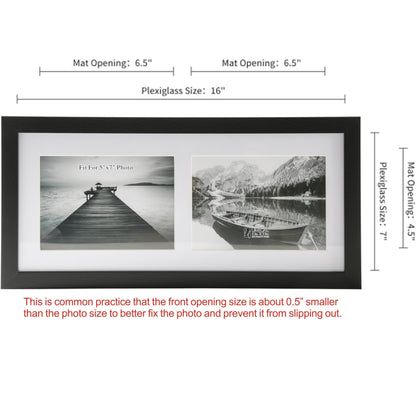 UMICAL 5x7 Picture Frames 2-Opening Collage Picture Frame Gallery Style Black Wood Matted Photo Frames with HD Plexiglass for Vertical or Horizontal Wall Mounting