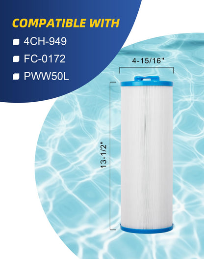 ZOTEE Spa & Pool Filter Cartridge Replacement for Filbur FC-0172,Waterway 817-4050, 4CH-949, Teleweir 50, PWW50L, 50 Sq.Ft Hot Tub Filter, 1 Pack