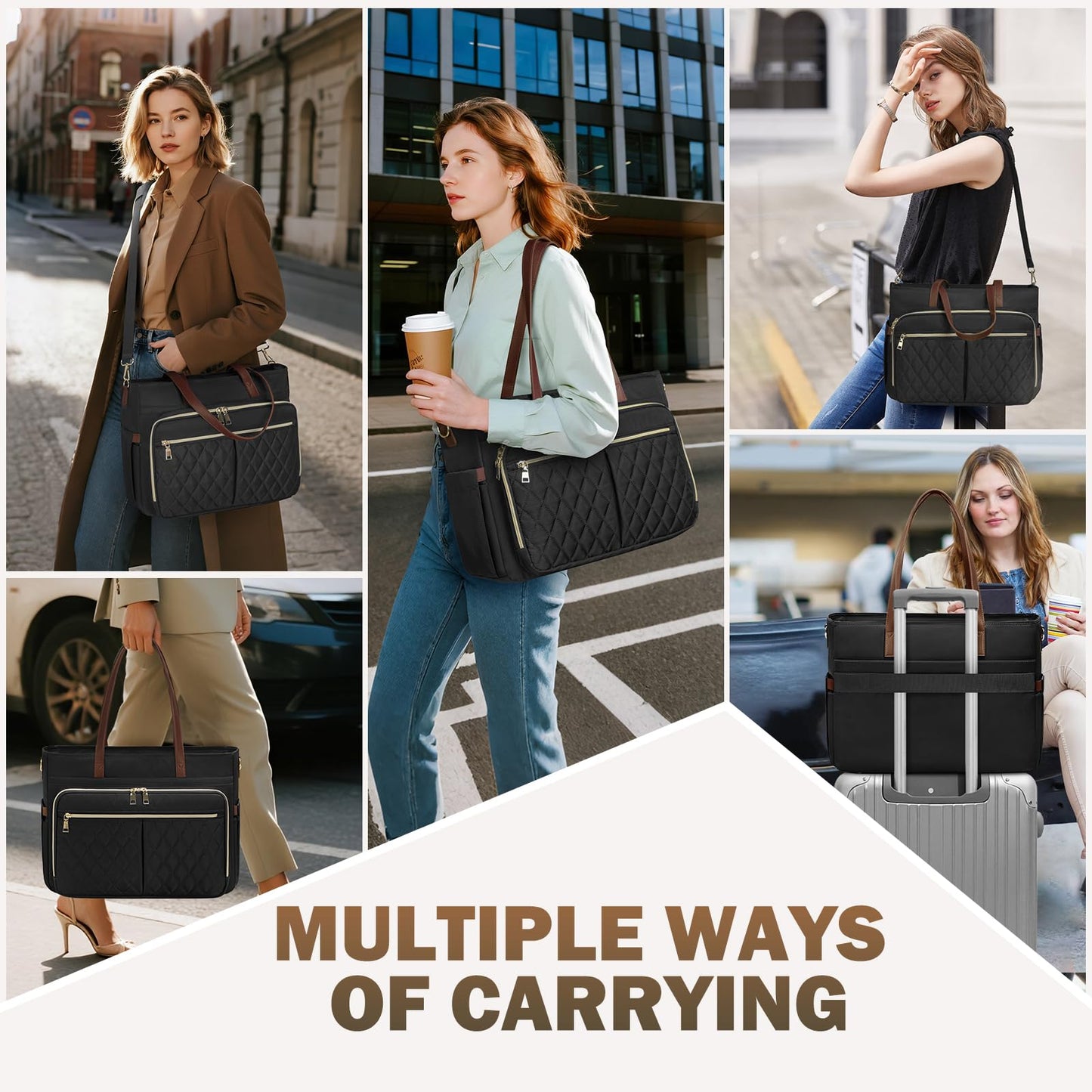 Teacher Bag 15.6 Inch Work Bag Women Laptop Tote Bag with Accordion File Organizer Pocket & Insulated Pocket Computer Tote Bag for Nursing, Office, College, Travel