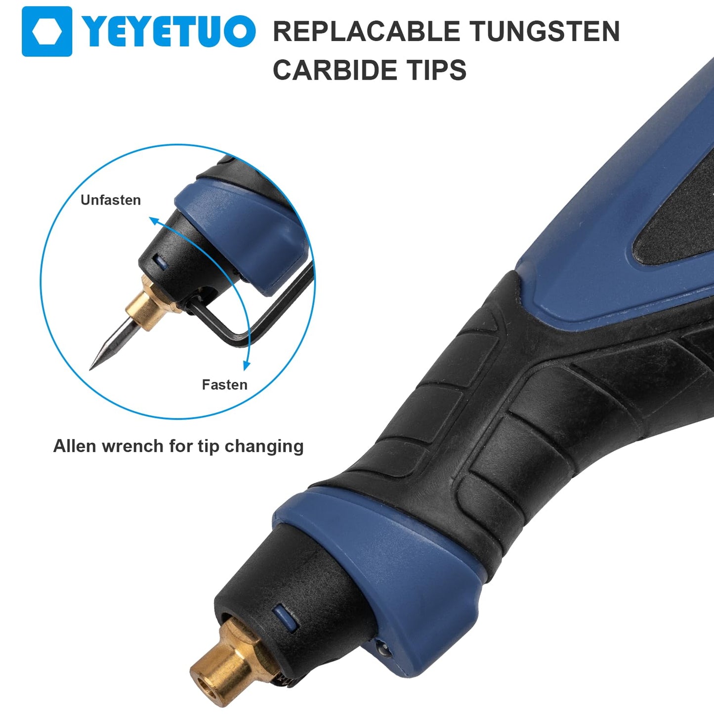 25W Engraving Pen, 6 Speed Power Engraving Tool, Handheld Engraver Pen with Tungsten Carbide Steel Bits for Wood Metal Glass Professional Etching Tool