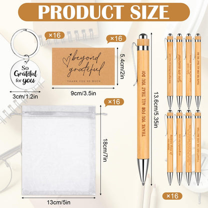 64 Pcs Thank You Inspirational Pens Gift Motivational Quote Pen with Thank You Cards Staff Appreciation Gifts Appreciation Keychain Organza Bags Employee Leaving Gifts for Teacher Colleagues Office