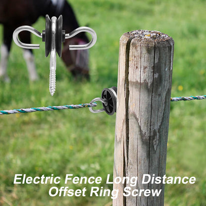 Vkinman 12 Pack Farm Electric Fence Wood Post Insulator Electric Fence Gate Handle Anchor Screw-in Insulator Black Fence Ring Post Wood Post Insulator for Electric Fence Wood Post
