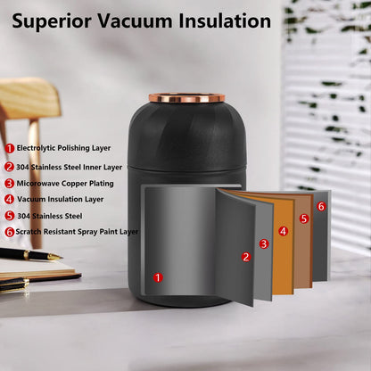 Vuzsbcmx Insulated Food Flask for Hot Food, 28 oz Insulated Food Jar with Folding Spoon and Foldable Fork, Leak Proof Double Wall Vacuum Insulated Soup Container Keep Food/Liquid Hot Or Cold