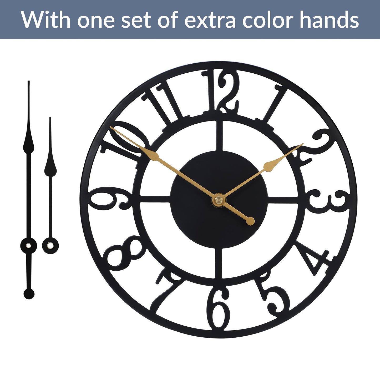 Arabic Numeral Wall Clock 10IN Battery Operated Black, Silent Non Ticking, Wall Clocks for Living Room Decor, Small Classic for School, Office, Home, Kitchen, Bedroom