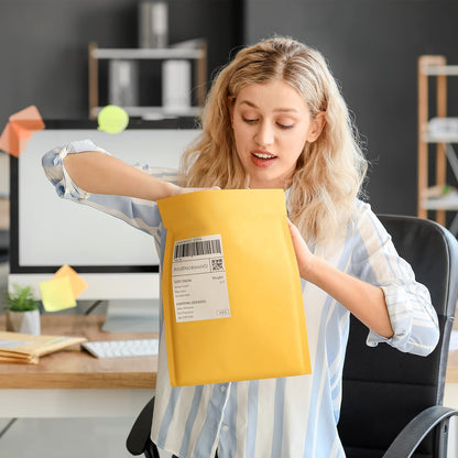 UCGOU Kraft Bubble Mailers 8.5x12 Inch 25 Pack Yellow Padded Envelopes #2 Medium Mailing Packages Self Sealing Tear Resistant Boutique Bulk Mail Shipping Bags for Jewelry Makeup Supplies