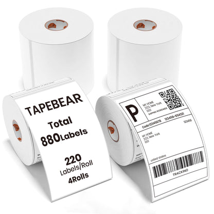 TAPEBEAR 4x6 Direct Thermal Labels 880Labels, Top-Coated, Waterproof Oilproof, Scratch Resistant, BPA/BPS-Free, Blank Stickers Address Shipping Labels Clearly Printed for Printers, Small Business