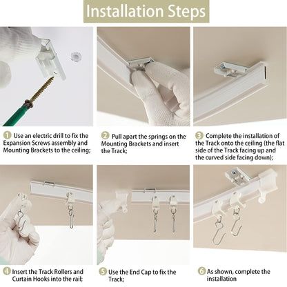 Trimold Premium Ceiling Curtain Track System, Flexible and Durable Design for Effortless Gliding, Ideal for Shower Window RV Room Dividers, Privacy and Home Décor