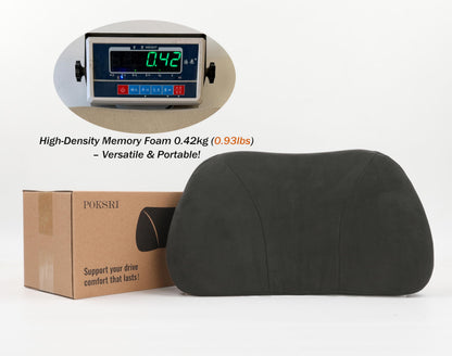 POKSRI Lumbar Support Pillow,Back Pain Relief Cushion,fits Tightly Around the Waist,Memory Foam,Skin-Friendly Suede Fabric,fit Car Drive,Office Chair,Rest seat,Improve Posture,Portable,39x22cm