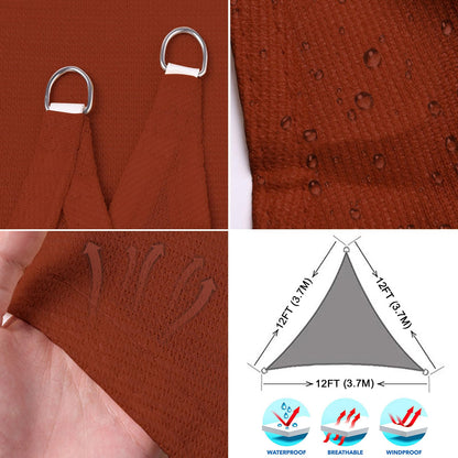 Sun Shade Sail, 12'x12'x12' 95% Sunscreen Anti UV Water Resistance Oxford Cloth Triangle Sun Shade Sail, Awning Shade for Outdoor Patio, Garden, Backyard, Lawn Pool Party Coffee House (Rust Red)