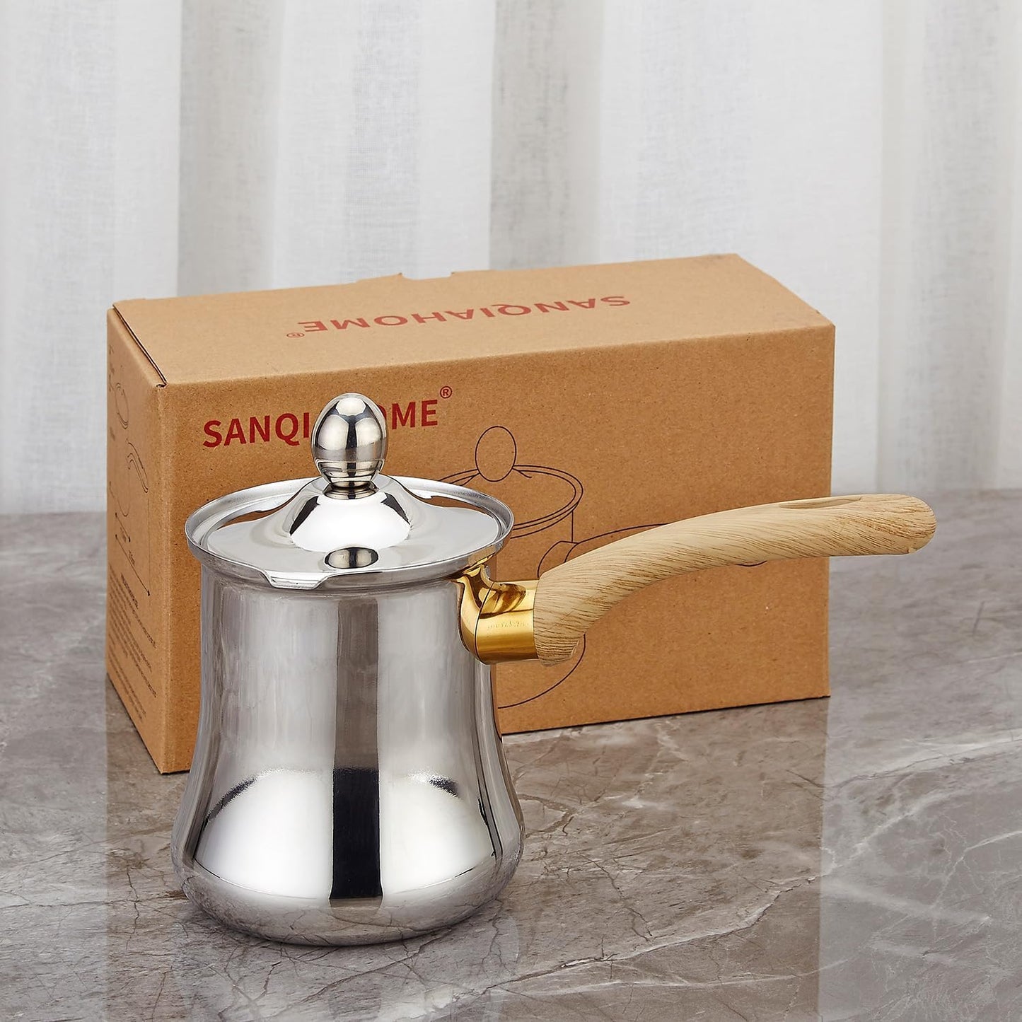 Turkish Coffee Pot Set, 720ml Coffee Maker, Chai Pot, Arabic,Briki Greek Coffee Pot, Coffee Warmer and Butter Melting Pot