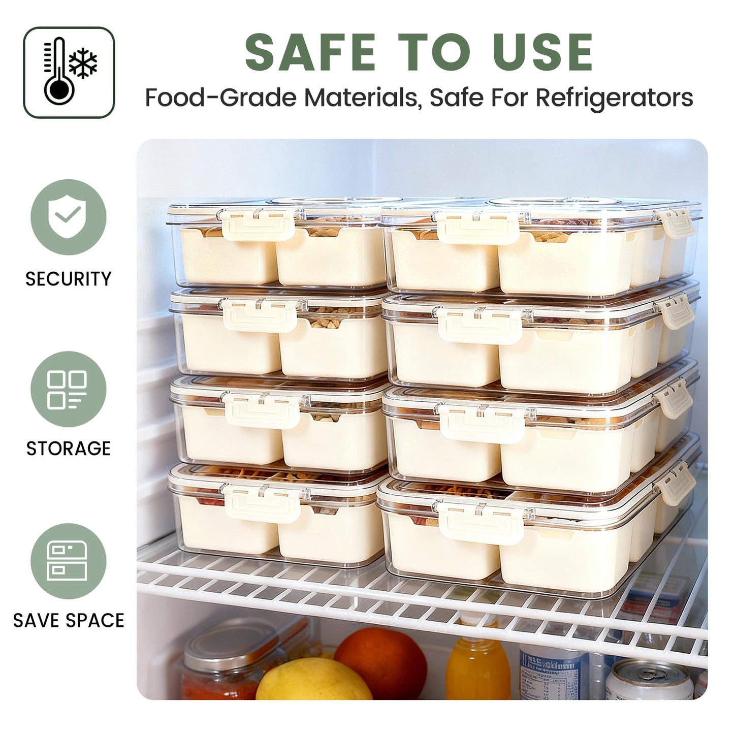 8-Compartment Snack Box with Lid, Clear Portable Serving Tray Organizer for Snacks, Fruits, Nuts, Candy, Ideal for Party, Travel, Picnic (2)