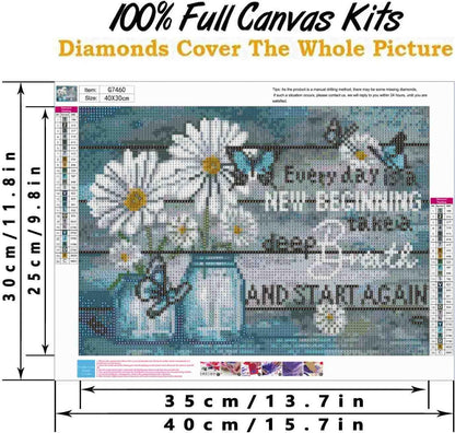 4 Pack Diamond Painting Kits for Adults,Inspirational Flower Diamond Art Kits for Adults,5D Full Drill DIY Diamond Dot Gem Art Kit Wall Home Decor Arts Craft 12x16 inch