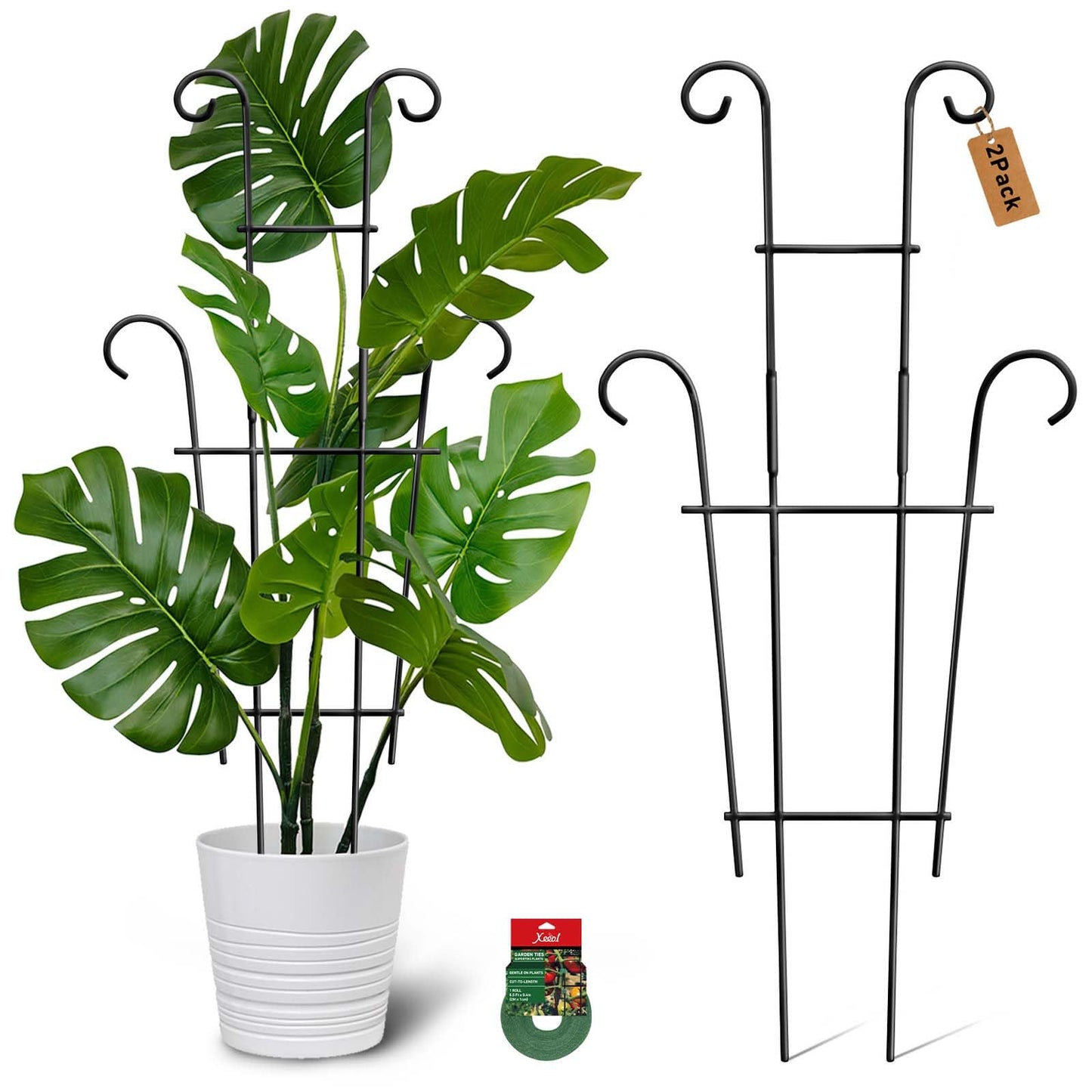 Xeeol 23in Plant Trellis for Potted Plants, Garden Trellis for Climbing Plants Indoor Outdoor 2p, Rustproof House Plant Support for Pothos Hoya Ivy Flower
