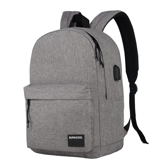 SUPACOOL Casual Laptop Backpack for Men and Women, Backpack for College, USB Charging Port, Lightweight Pack Back(Light grey)
