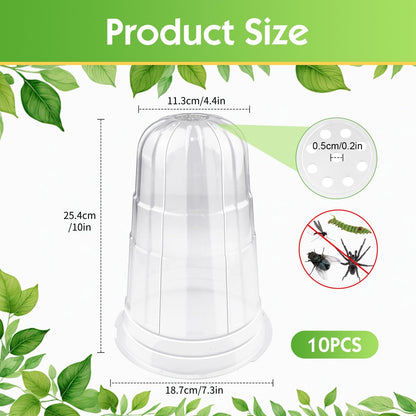 SEOIMU 【10 Pcs】 Upgraded Transparent Garden Cloches for Plants, Reusable Plant Covers, Plant Protectors from Animals for Garden Plants, Plant Covers Freeze Protection