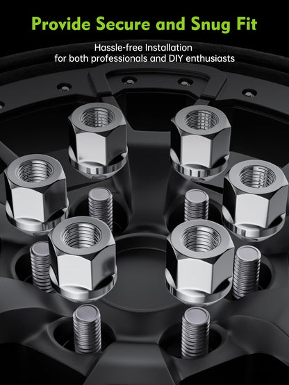 AUTOPTIM M12X1.5 Open End Lug Nuts - Replacement for Acura Honda Buick Chevy Toyota Lexus Ford Cadillac Aftermarket Wheel, Chrome 20PCS 3/4" Hex 0.84" Long by 0.9" Wide Lug Nuts