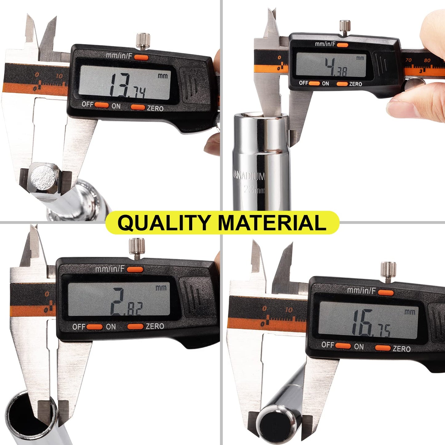 Spurtar 25" Extended Lug Wrench, Heavy Duty Lug Nut Remover Tool, Universal 4 Way Tire Iron Wrench with Standard Sockets (17/19, 21/23mm) and Oxford Storage Bag