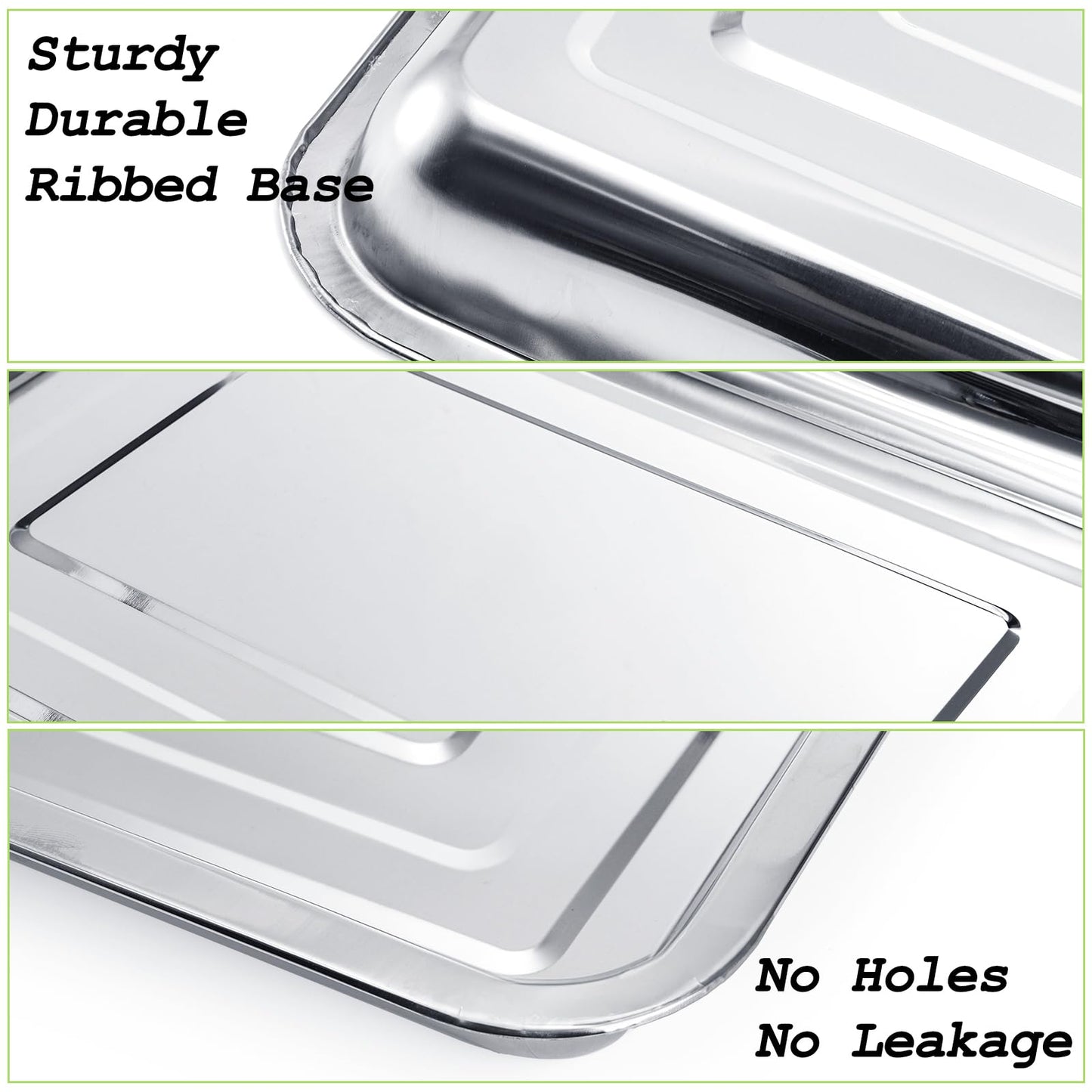 Youeon 10 Pack Seed Starter Tray 15.3x11.4x1.3 Inch, Stainless Steel Seed Sprouting Trays Germination Trays for Beans, Wheat Grass, Herbs, Broccoli & More, Plant Trays for Indoor Outdoor