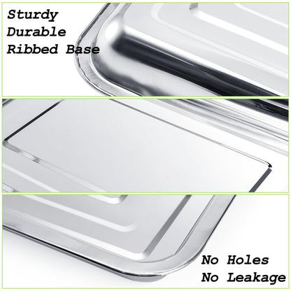 Youeon 10 Pack Seed Starter Tray 15.3x11.4x1.3 Inch, Stainless Steel Seed Sprouting Trays Germination Trays for Beans, Wheat Grass, Herbs, Broccoli & More, Plant Trays for Indoor Outdoor