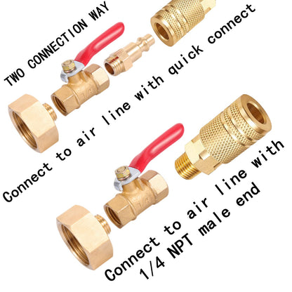 Brass Winterize Blowout Adapter,1/4 Inch Male Quick Connecting Plug and 3/4 Inch Male GHT Thread,With Ball Valve and 2 Pcs Washers For Blow Out Water to Winterize Sprinkler Systems (female&male)