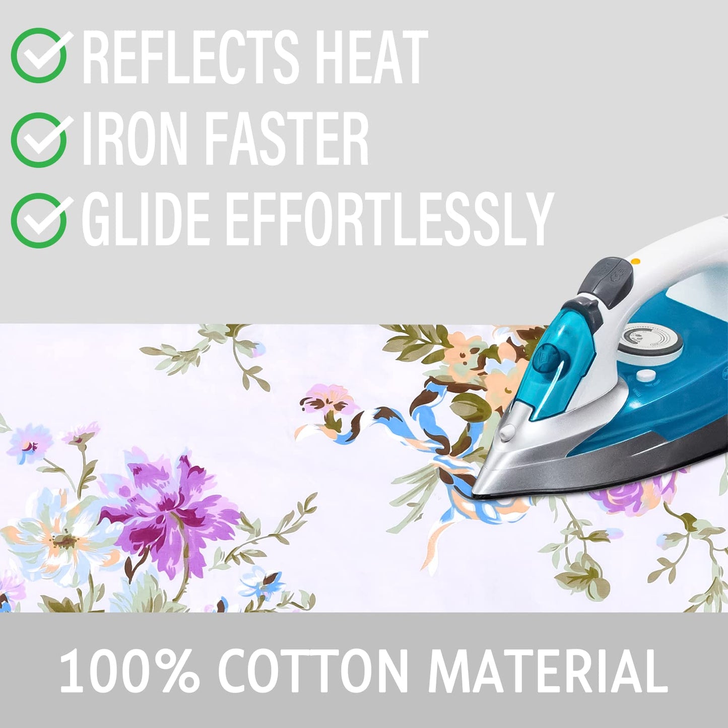 Rerrmico Ironing Board Cover and Pad 15x54 Inch Standard Ironing Board Cover with Elastic Edge and Hook and Loop Fasteners Scorch and Stain Resistant Cotton Ironing Covers with Thick Padding