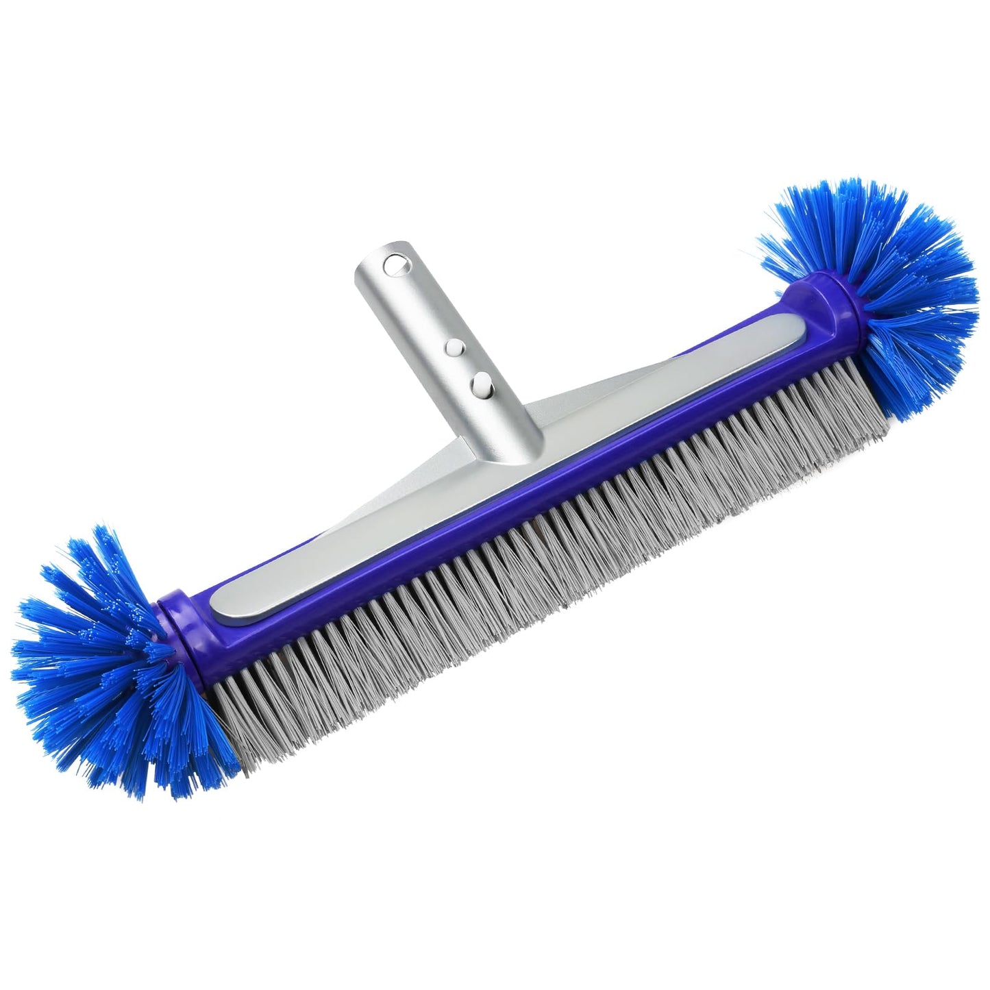 VABNEER Swimming Pool Brush 18 inches Durable Plastic Brush Head with Aluminium Handle and Enhanced Aluminium Back for Swimming Pool, Pond, Spa, Hot Spring, Tubs, Walls, Tile, Floors