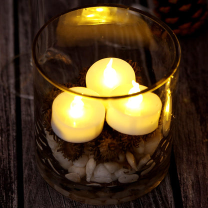 AGPtEK Timer Flickering Flameless LED Small Tealight Battery-Operated Tealights for Wedding Holiday Party Home Decoration 24pcs(Warm White)