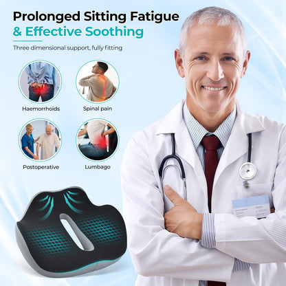 Chair Cushion, Ergonomic Seat Cushion, Orthopaedic Office Chair with Hole Handle, Non-Slip Breathable Hemorrhoids Doughnut Cushion, Wedge Cushion, Car, Coccyx Cushion, Seat Ring, Coccyx Relief