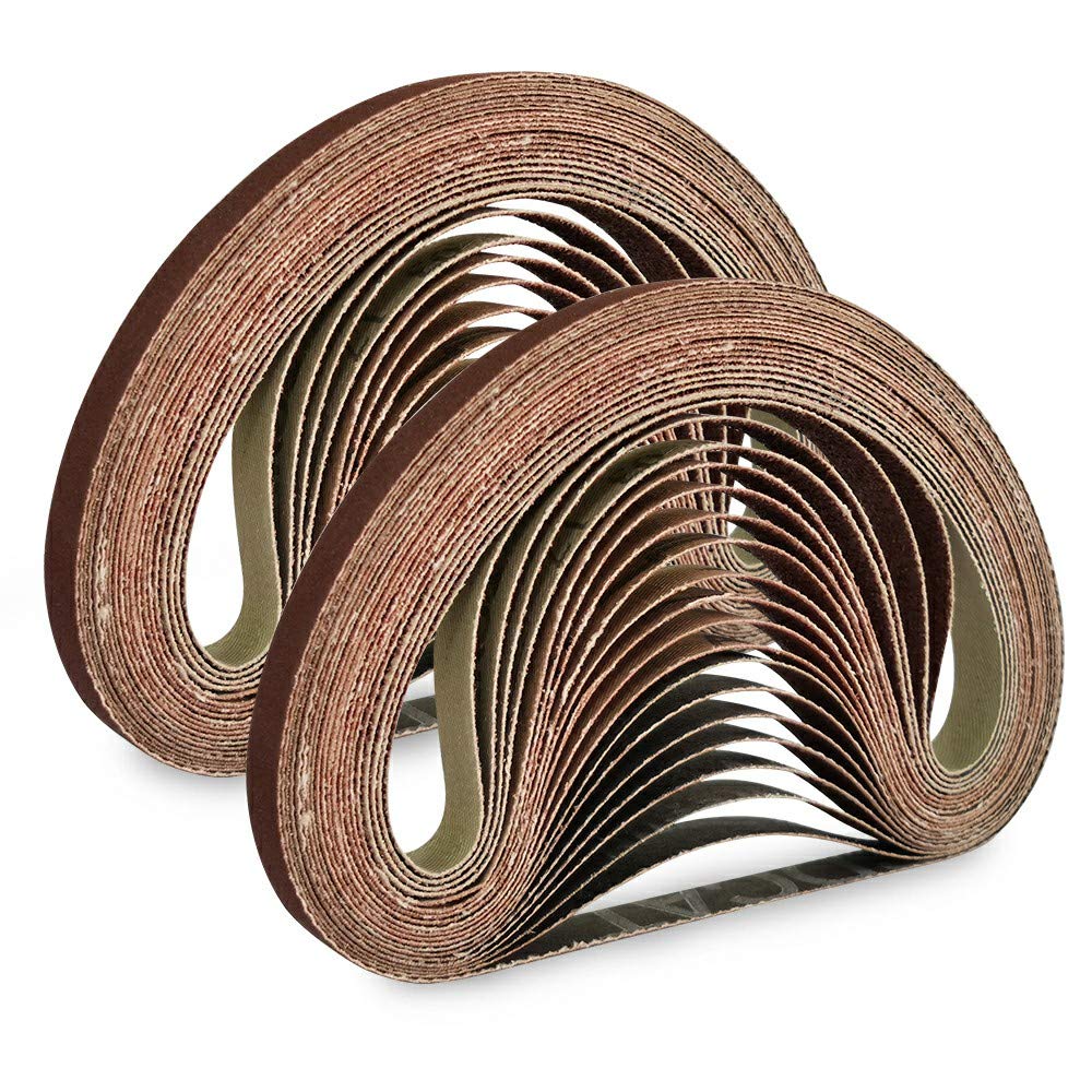 1/2 Inch x 18 Inch Sanding Belts, 8 Each of 60/80/120/180/240 Grits, Belt Sander Tool for Woodworking, Metal Polishing, 40Pack Aluminum Oxide Sanding Belt
