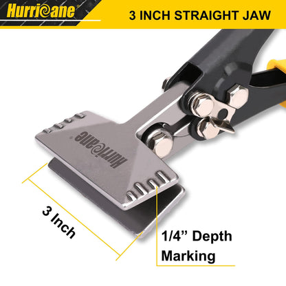 HURRICANE 3inch Sheet Metal Hand Seamer, Heavy Duty Bender for Metal Flattening, Precision Duckbill Pliers and Sheet Metal Tongs, Ideal for HVAC Projects, Ergonomic Straight Flat Smooth Jaw