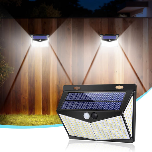 DISGIAN Solar Lights Outdoor, 208 LED Solar Motion Sensor Light with 3 Modes &270° Wide Angle,IP65 Waterproof, Solar Security Lights for Yard Pathway Porch Garage,Cool White(1 Pack)