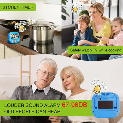 12 Pack Digital Kitchen Timer Large LCD Display Loud Alarm Strong Magnetic Stand, Minute Seconds Count Up Countdown and Simple Operation Timers for Cooking, Bathroom, Kids, Teacher, Classroom