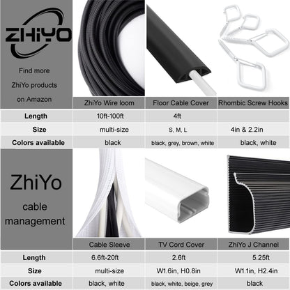 ZhiYo 100FT 1/4" Wire Loom Split Tubing Auto Wire Conduit Flexible Cover Black Cable Management