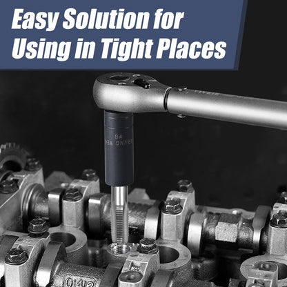 Saipor 8pcs Tap Socket Set, 1/4" & 3/8" Square Drive Tap Sockets Adapter, Compatible with All M.C.T.I. Taps Up to 1/2", Fit for 1/8" NPT Taps and Metric Taps Thru 12mm