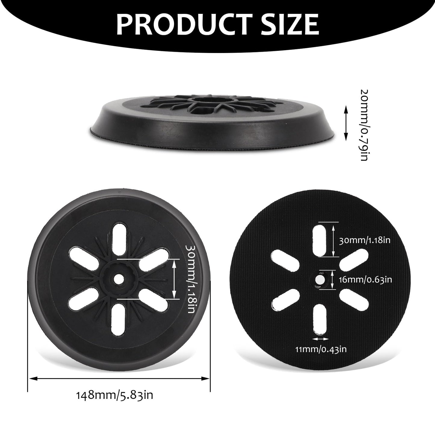 2 PCS 6 Inch Power Sander Replacement Pad Compatible with Bosch ROS65VC/1250DEVS/3727DVS/3727DEVS, 6 Hole Hook & Loop Discs Replace RS6045 & RS6046